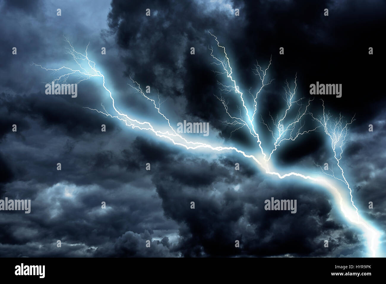 Lightning with dramatic clouds Stock Photo - Alamy
