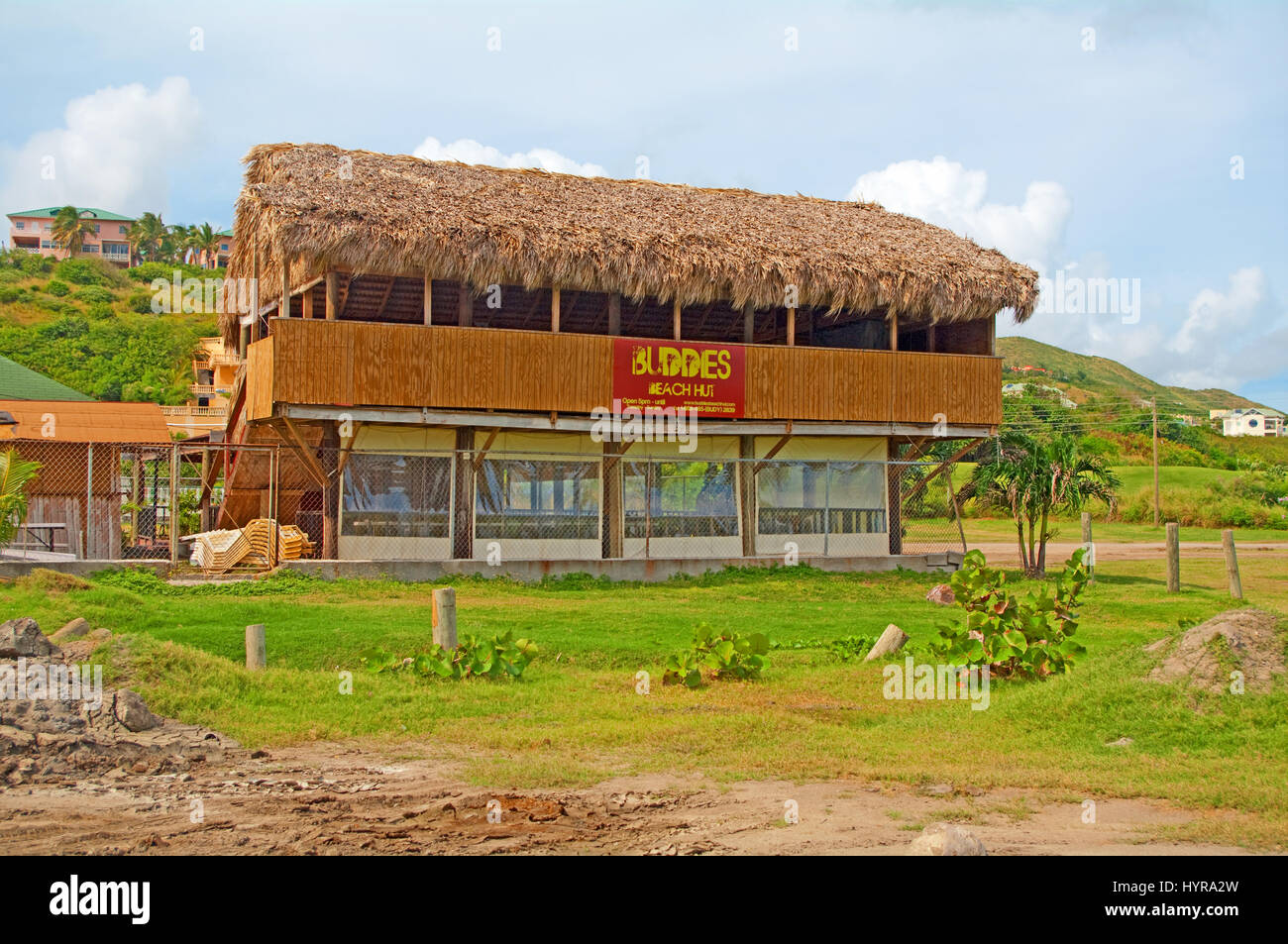 Beach Hut Cafe, Frigate Bay Beach, St Kitts, Caribbean, West Indies, Stock Photo