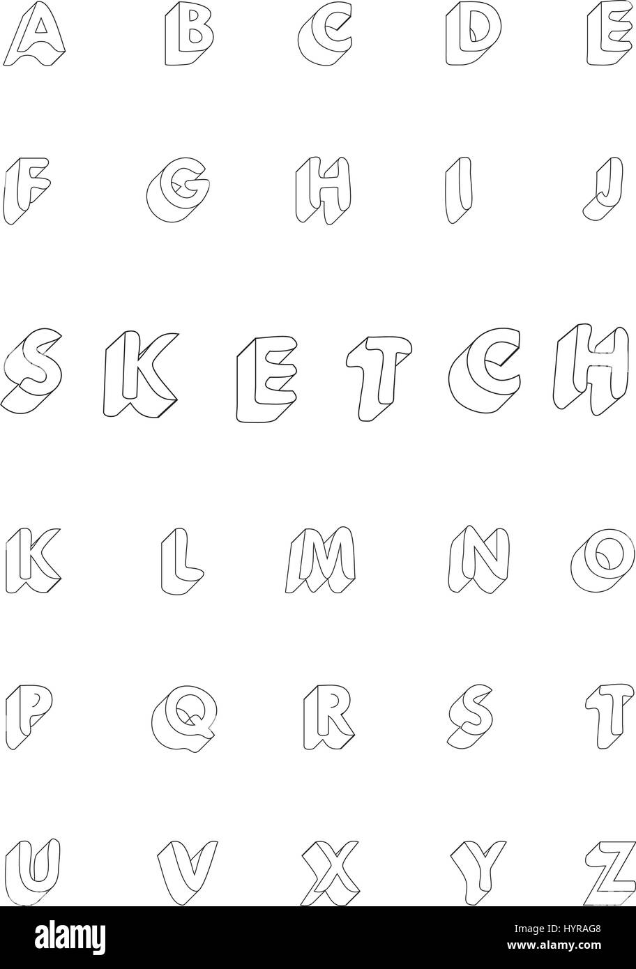 hand drawing vector doodle sketch font design Stock Vector Image & Art ...