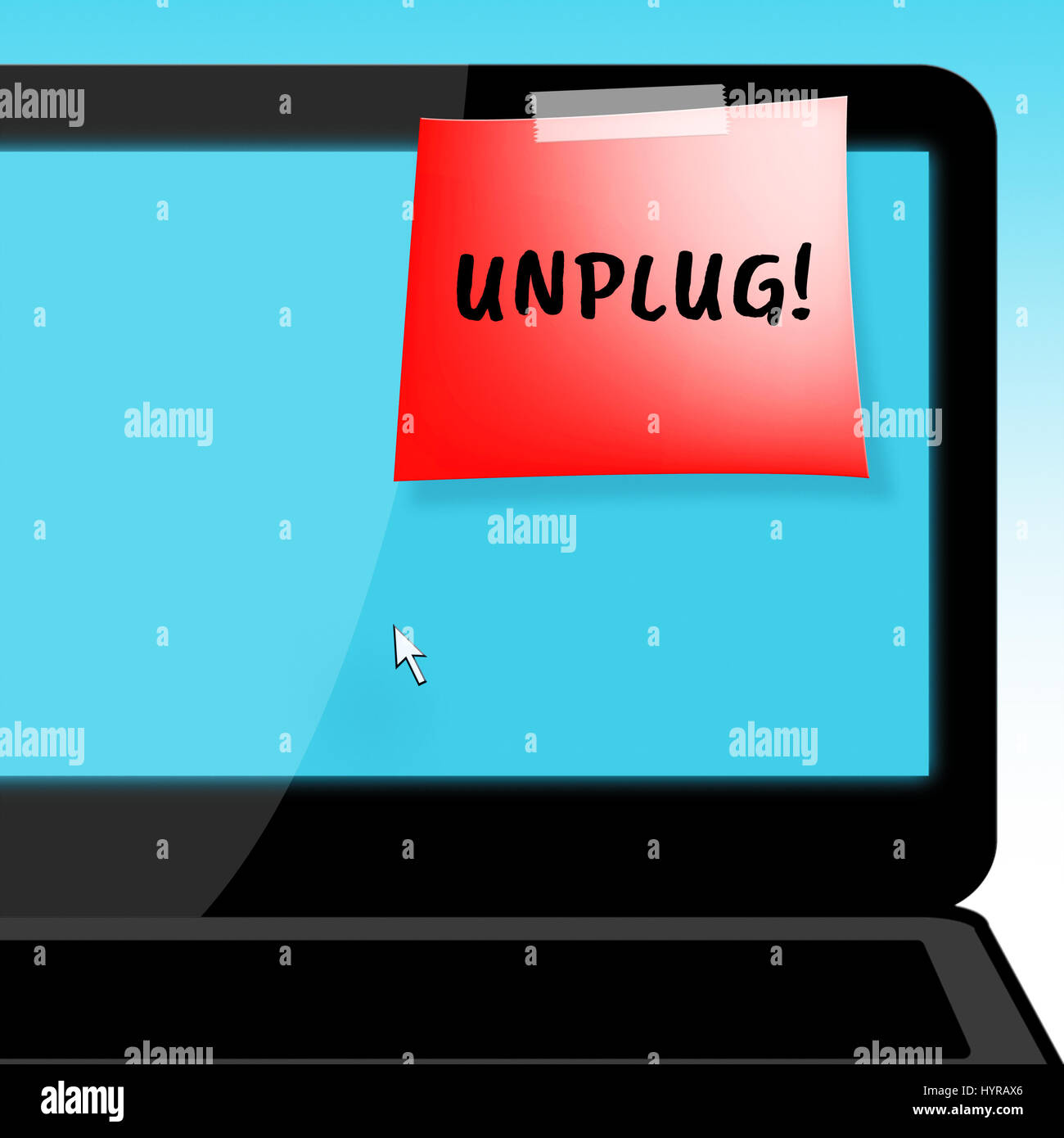 Unplug Laptop Message Means Disconnect Power 3d Illustration Stock