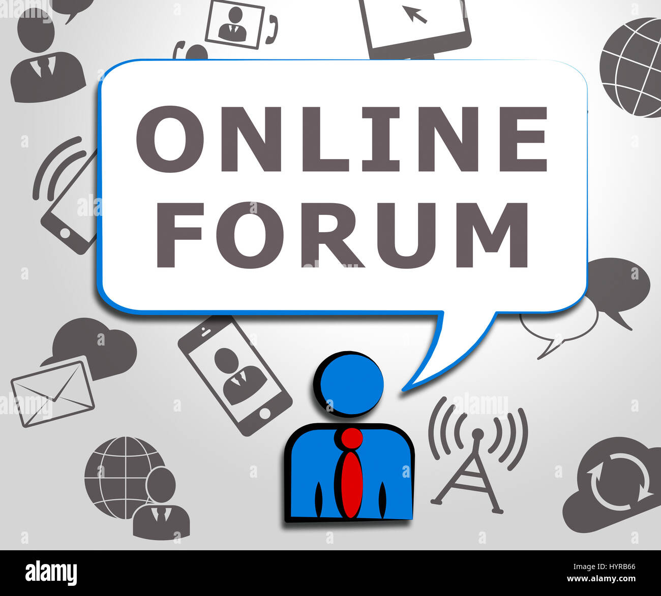 Online Forum Icons Representing Social Media 3d Illustration Stock