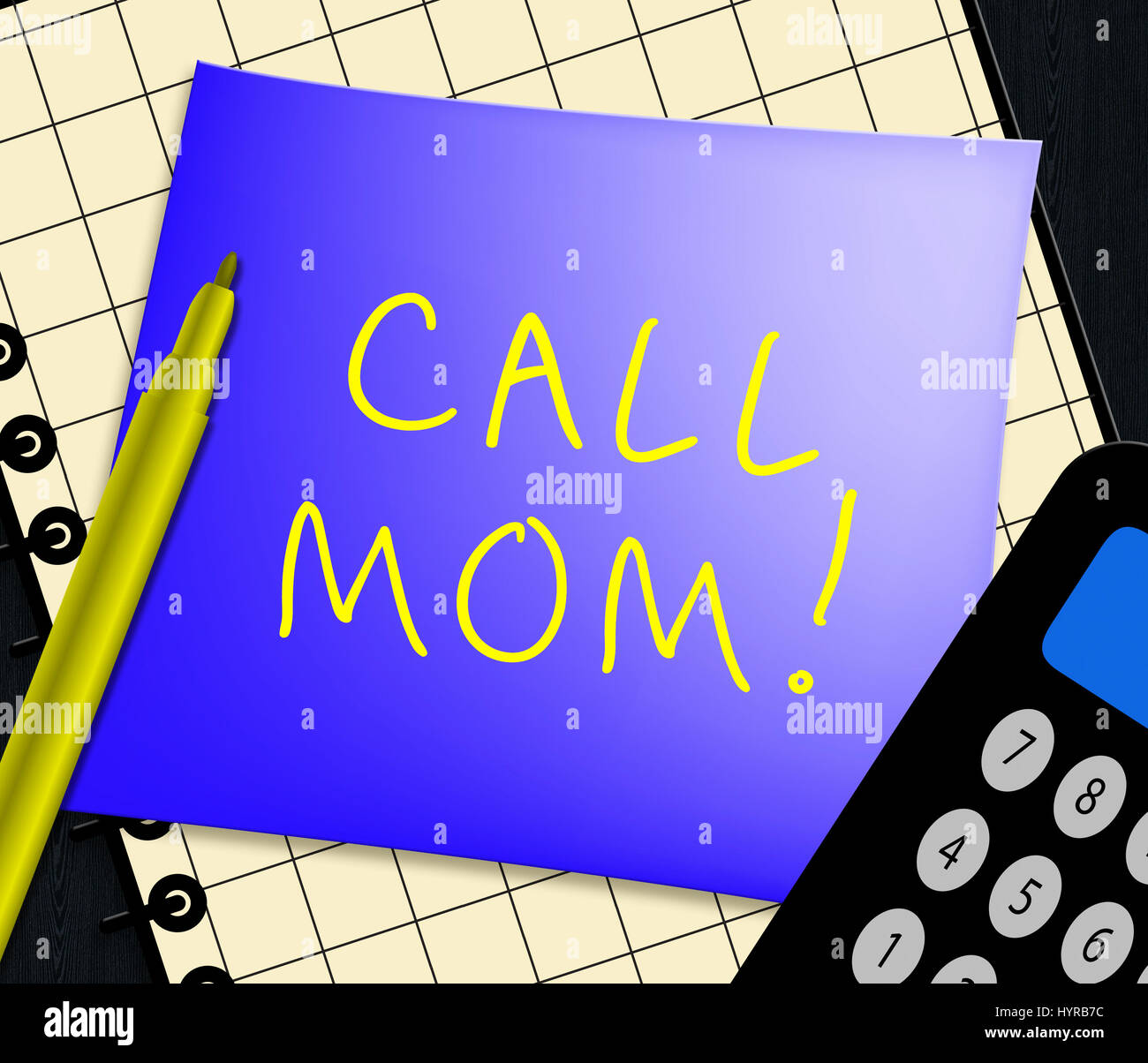 Call Mom Note Displays Talk To Mother 3d Illustration Stock Photo - Alamy