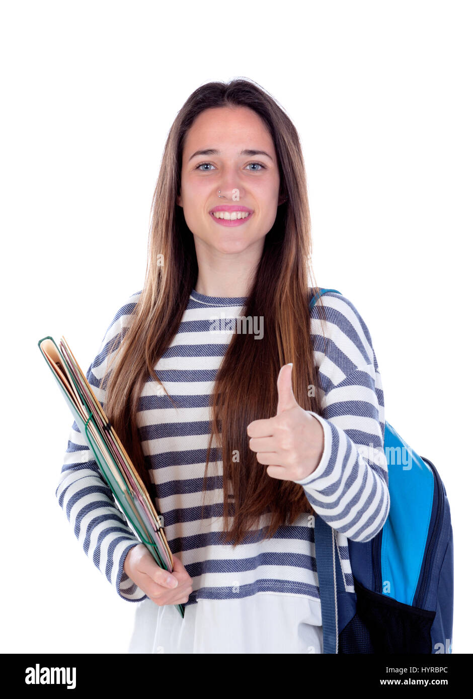 Teenager student girl isolated on a white background Stock Photo - Alamy