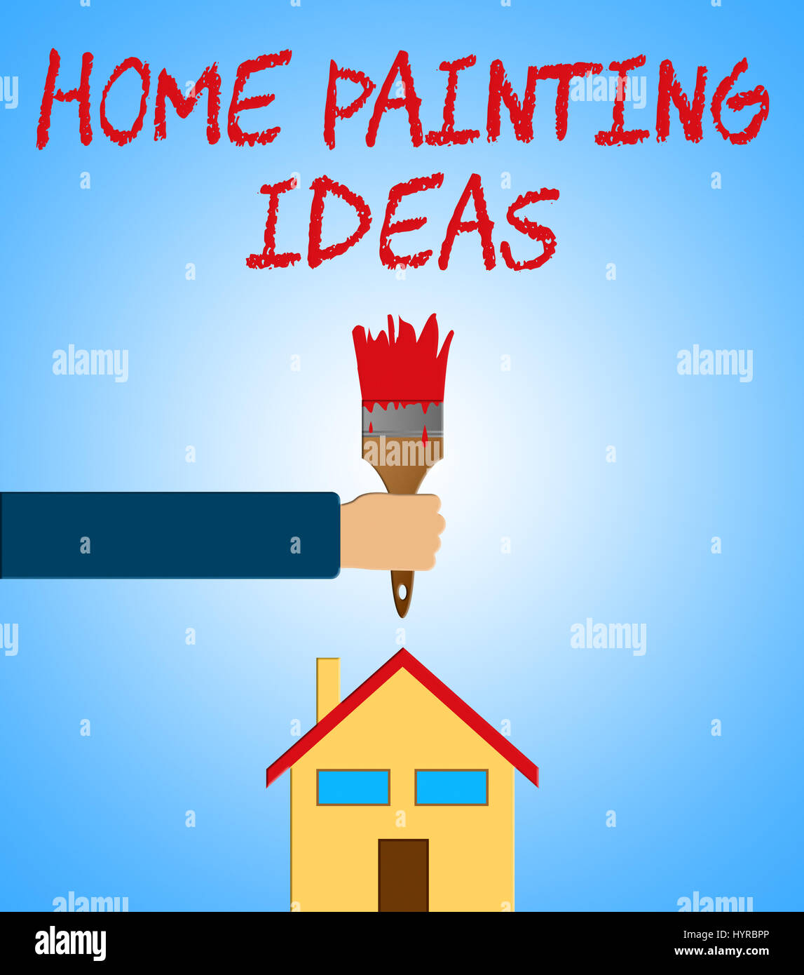 Home Painting Ideas Paintbrush Showing House Paint 3d Illustration