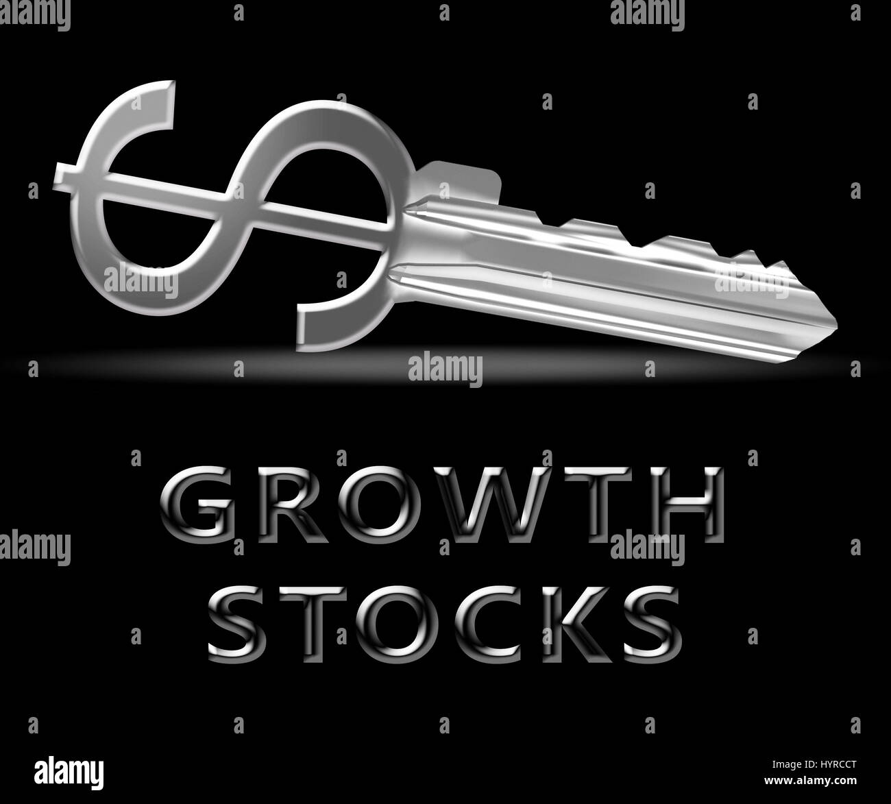 Growth Stocks Key Means Rising Shares 3d Illustration Stock Photo Alamy