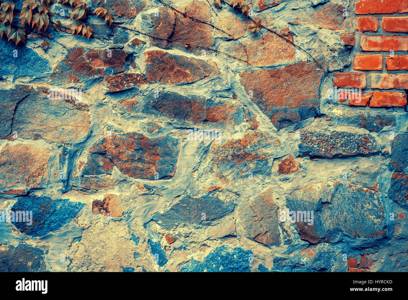 Blue dark vintage grunge stone wall background Stock Photo - Alamy
