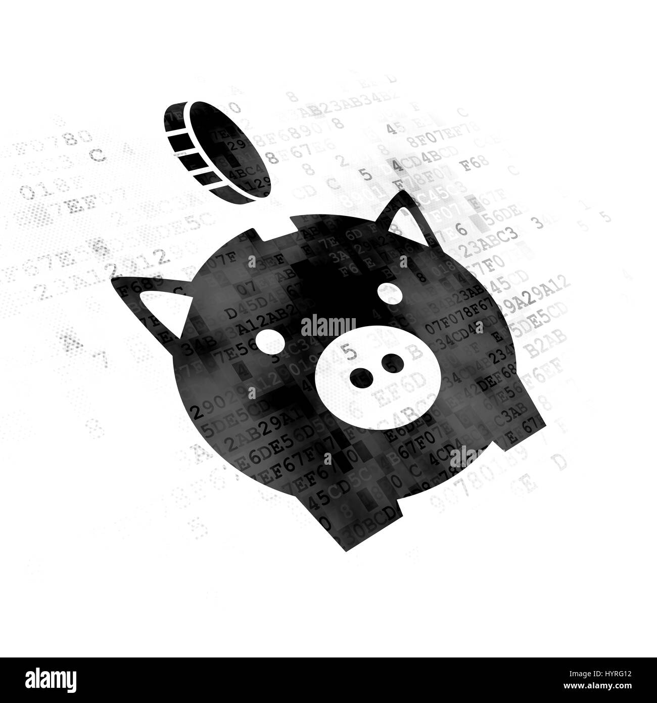 Money concept Money Box With Coin on Digital background Stock Photo