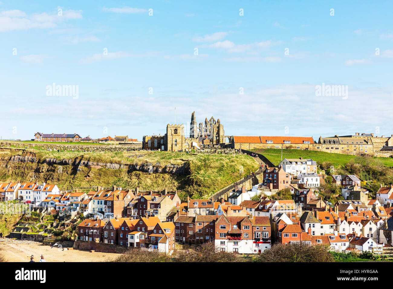 Whitby Abbey Whitby church Whitby town Whitby town Yorkshire UK England abbeys churches homes houses Stock Photo