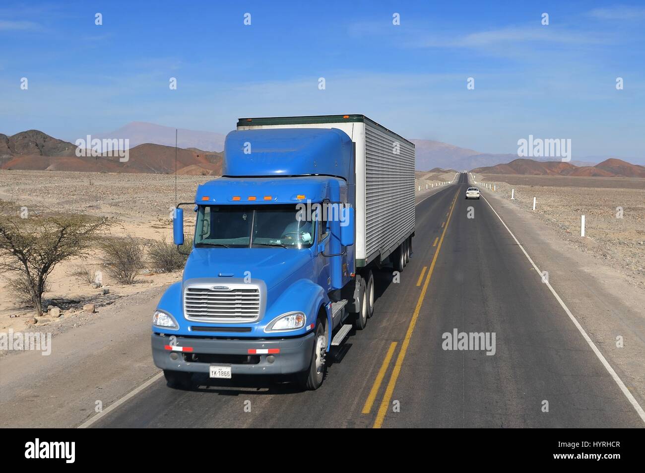 Peru, Truck on the Pan American Highway Stock Photo
