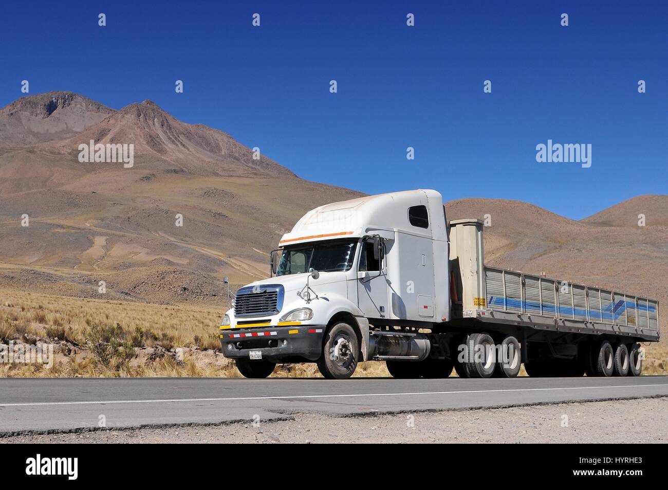 Peru, Truck on the Pan American Highway Stock Photo