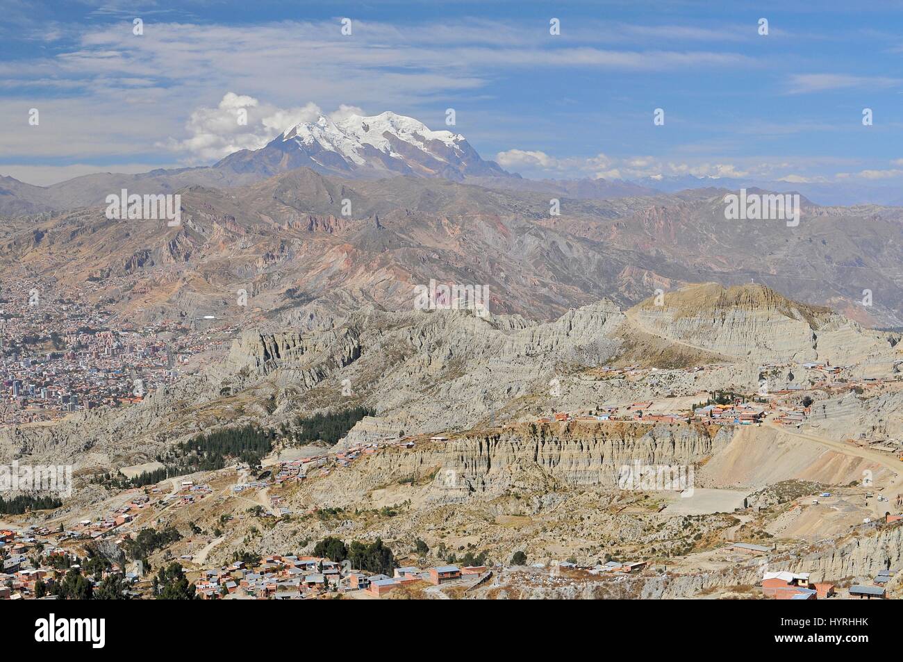 Bolivia, view of Cordillera Real from La Paz Stock Photo