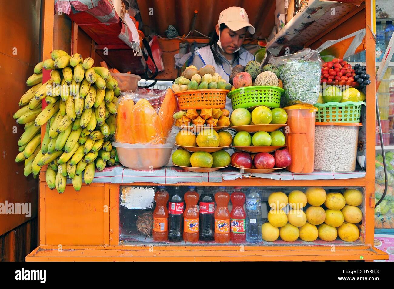 Bolivia, La Paz, Fresh Fruit Juice Market Stock Photo Alamy