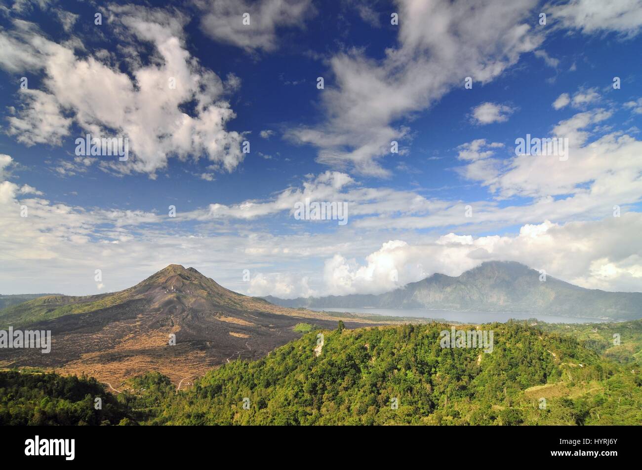 Landscape of Batur volcano on Bali island, Indonesia Stock Photo