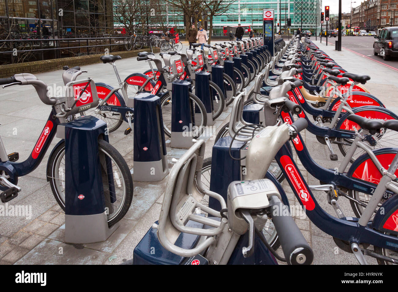 Bicycle sharing scheme docking station, London, England, UK Stock Photo ...