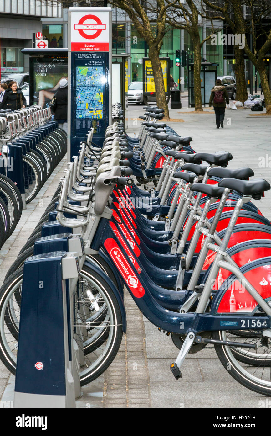 Bicycle sharing scheme, central London, England, UK Stock Photo
