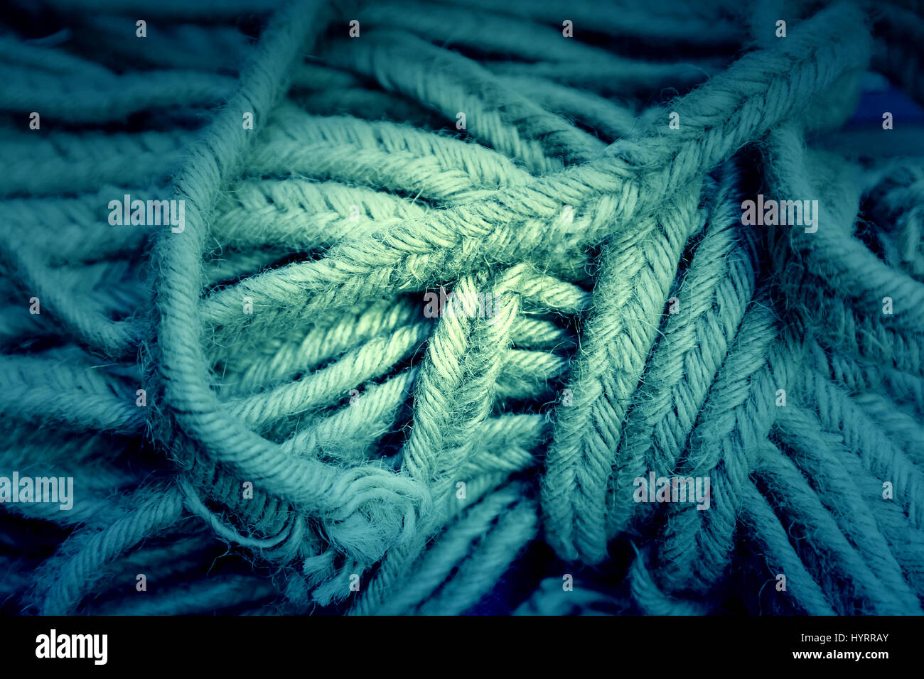 Esparto rope, old rope detail, manufacture craft, antique object Stock