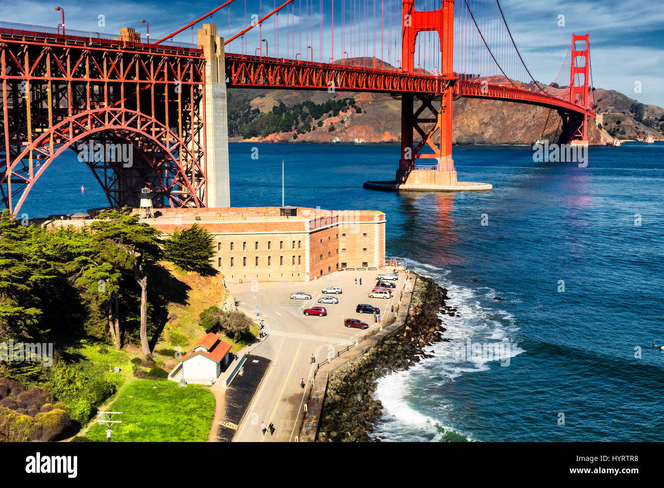 The Golden Gate Bridge and Fort Point Stock Photo