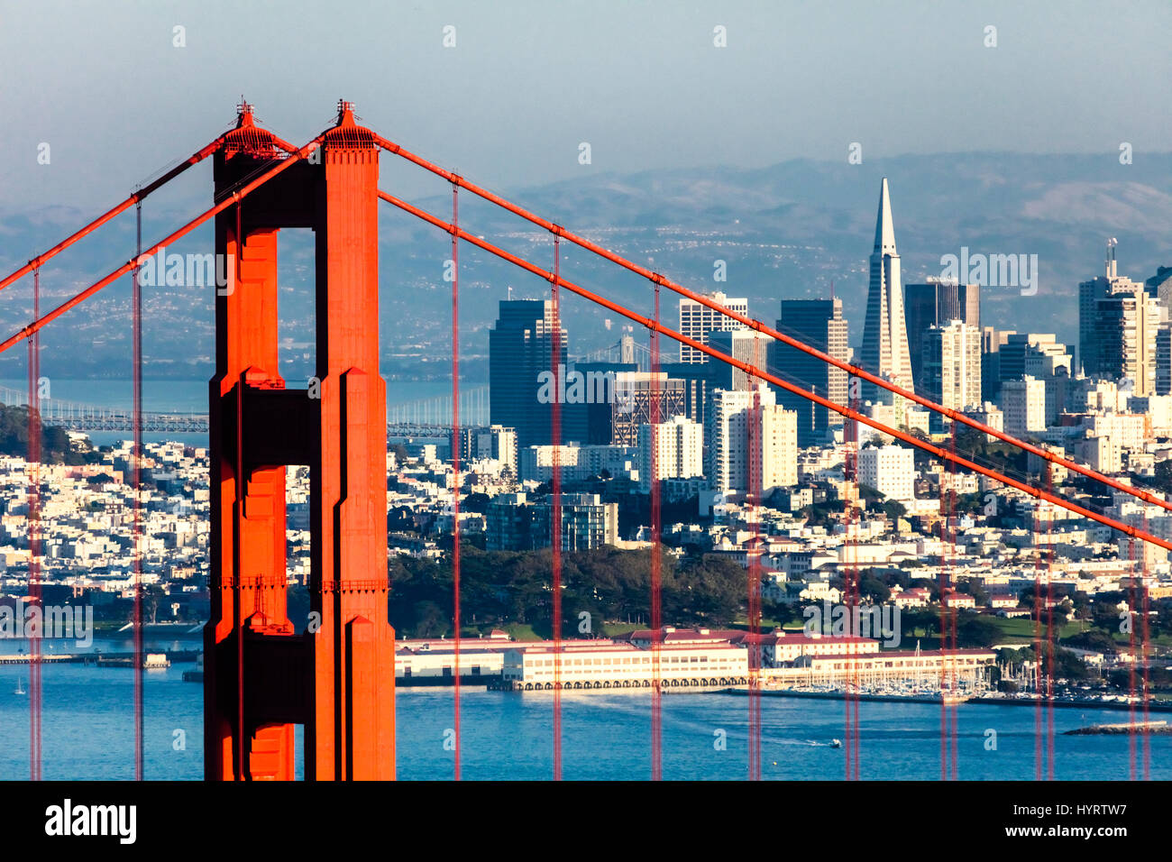San Francisco from San Francisco Headlands and Golden Gate bridge Stock Photo