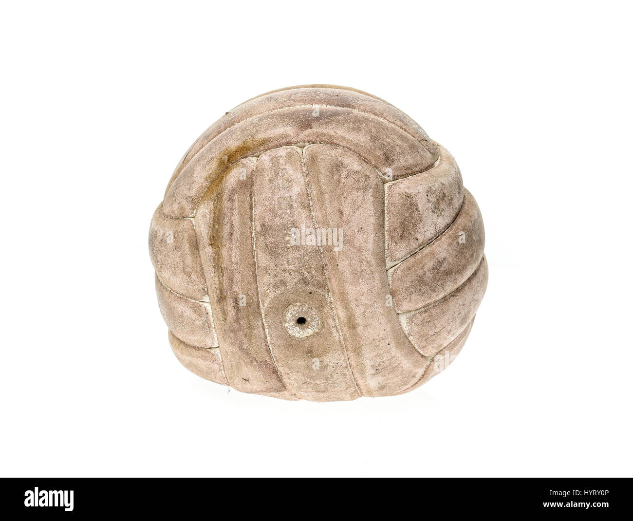 Old, used and washed handball ball isolated on white. Old, used and ...