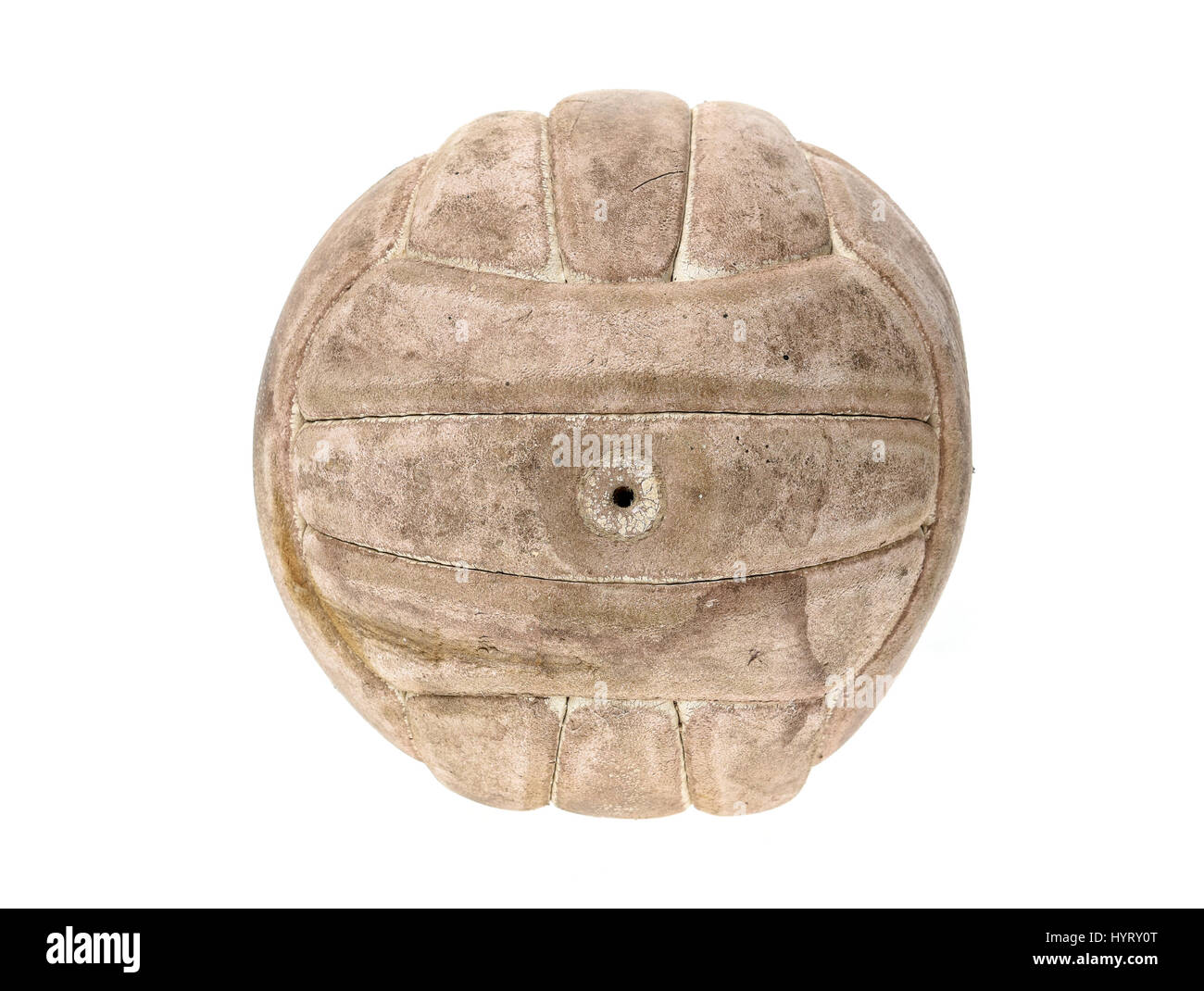 Old, used and washed handball ball isolated on white. Old, used and