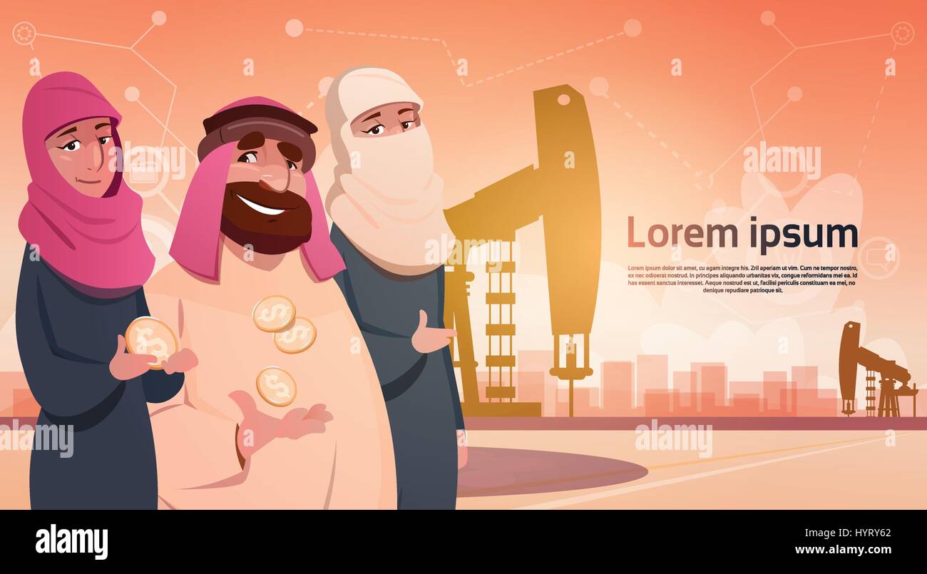 Rich Arab Business Man Oil Trade Pumpjack Rig Platform Black Wealth Concept Stock Vector Image Art Alamy