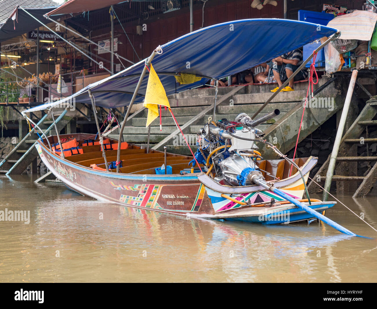 Sightseeing Boat Waiting For Passengers At Amphawa Floating Market