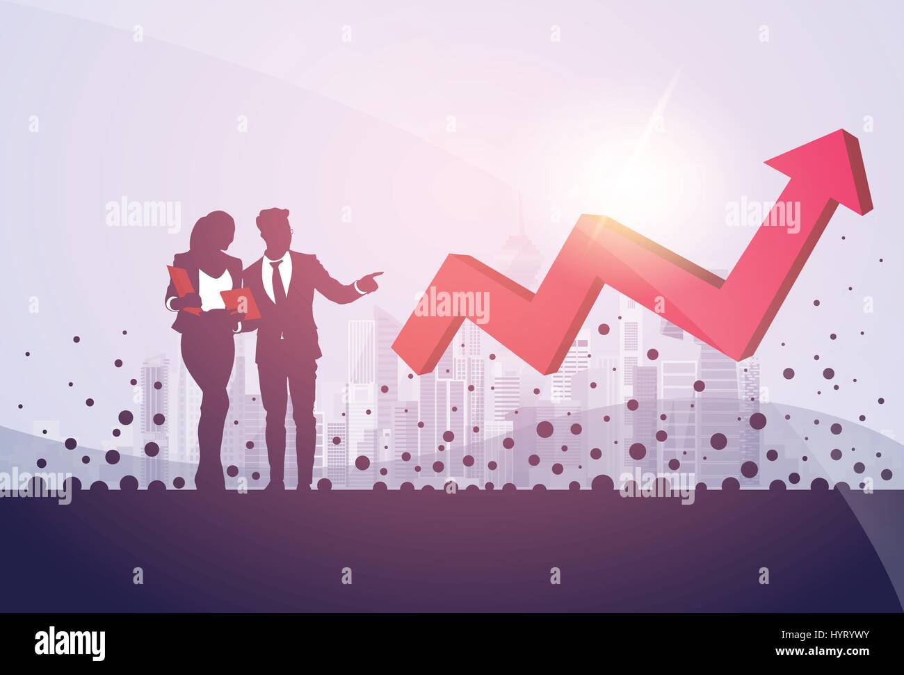 Business People Group Red Arrow Up Financial Success Concept Stock ...