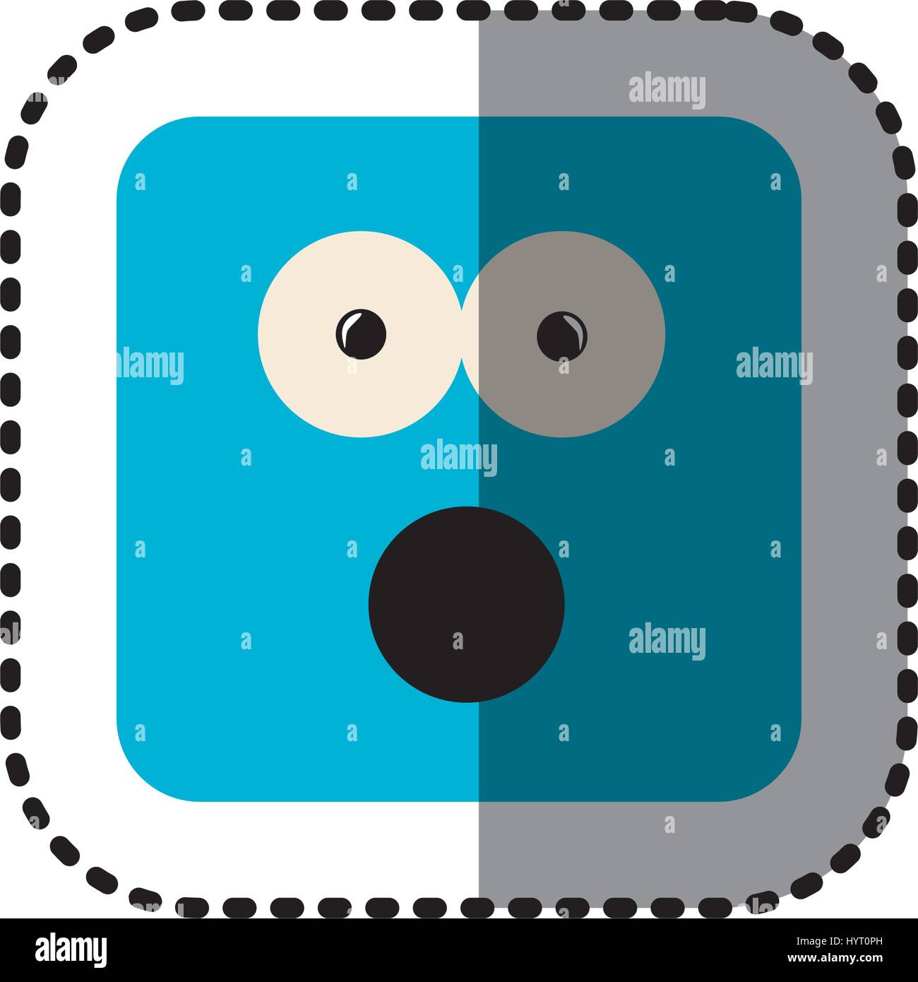 sticker square colorful shape emoticon puzzled expression Stock Vector ...