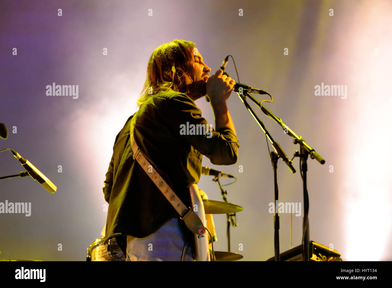 BARCELONA - JUN 2: Tame Impala (psychedelic band) perform in concert at Primavera Sound 2016 Festival on June 2, 2016 in Barcelona, Spain. Stock Photo