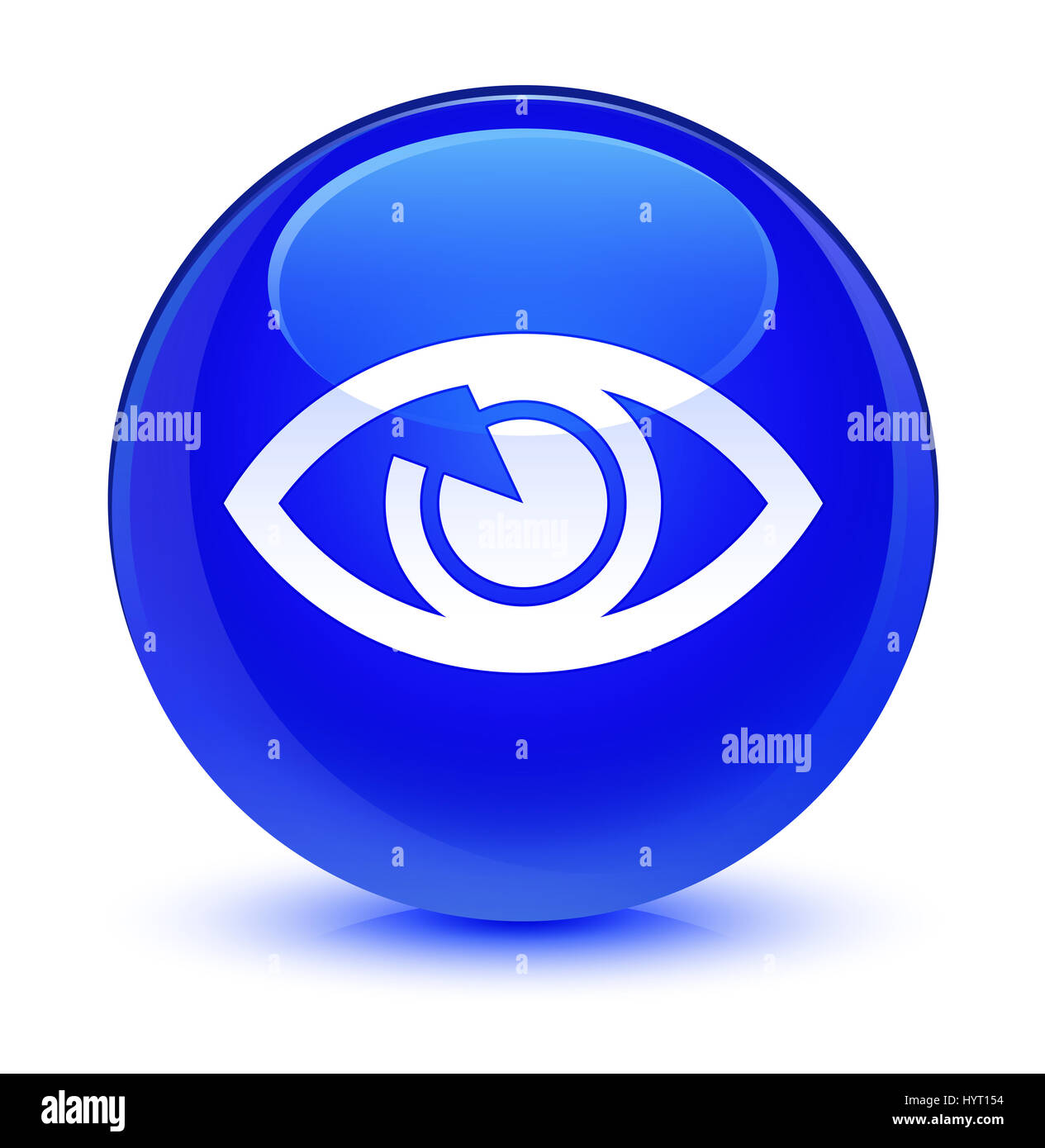 Eye icon isolated on glassy blue round button abstract illustration ...