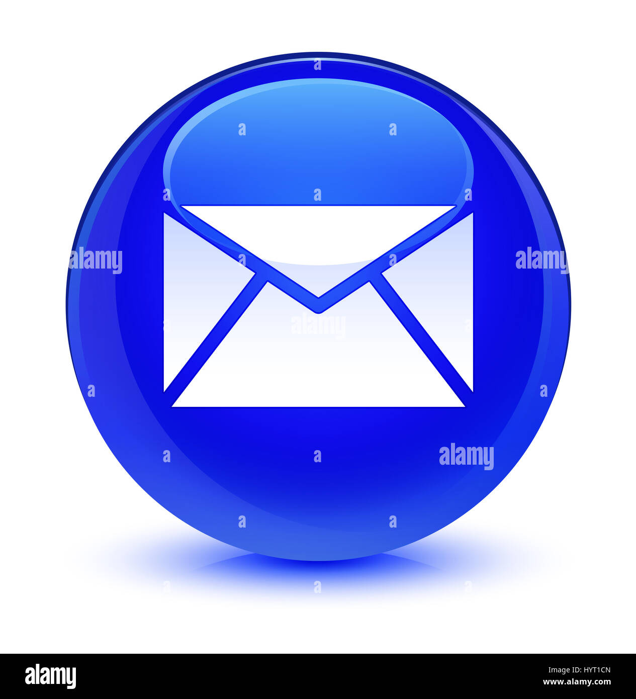 Email icon isolated on glassy blue round button abstract illustration ...