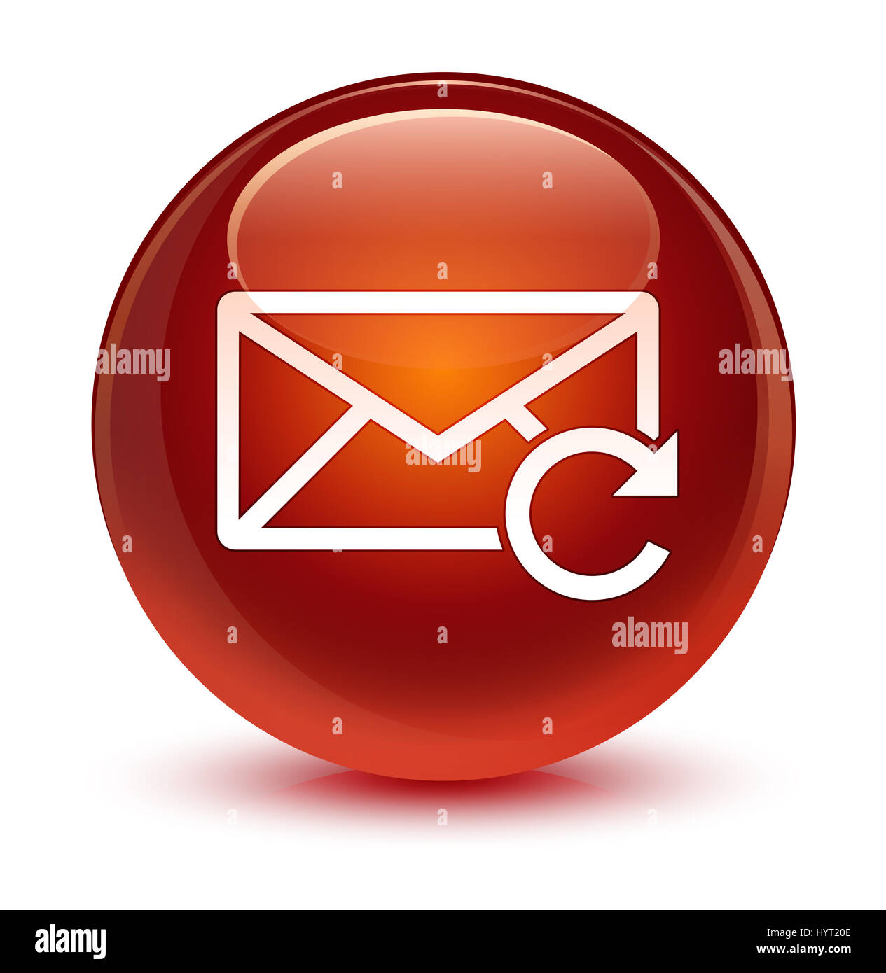 Refresh email icon isolated on glassy brown round button abstract ...