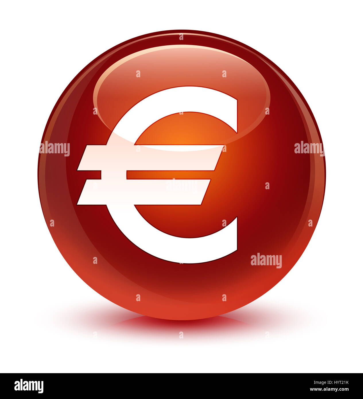 Euro sign icon isolated on glassy brown round button abstract ...