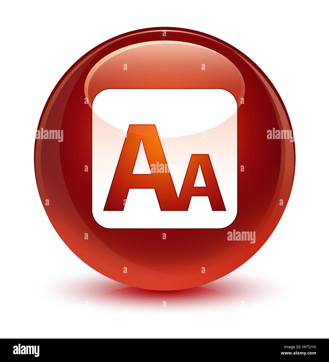 Font size box icon isolated on glassy brown round button abstract ...