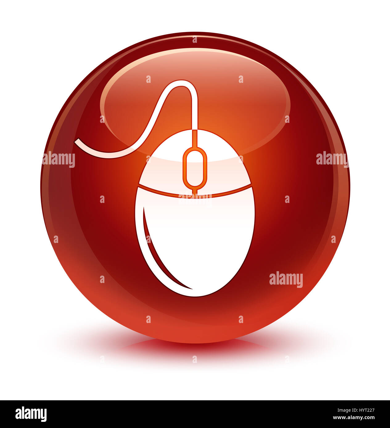 Mouse icon isolated on glassy brown round button abstract illustration ...