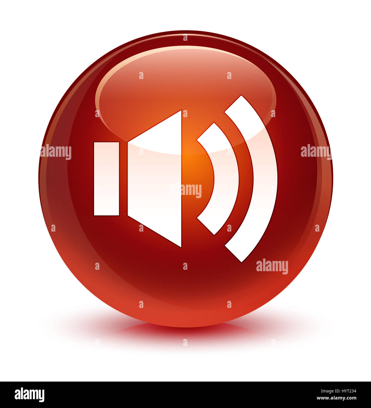 Volume icon isolated on glassy brown round button abstract illustration ...
