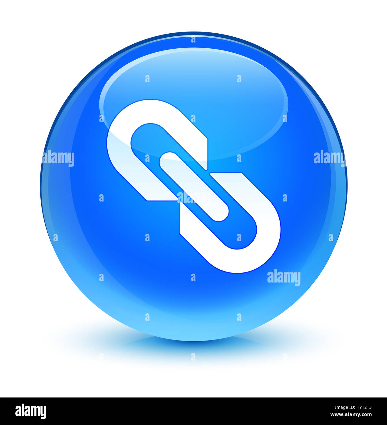 Link icon isolated on glassy cyan blue round button abstract ...