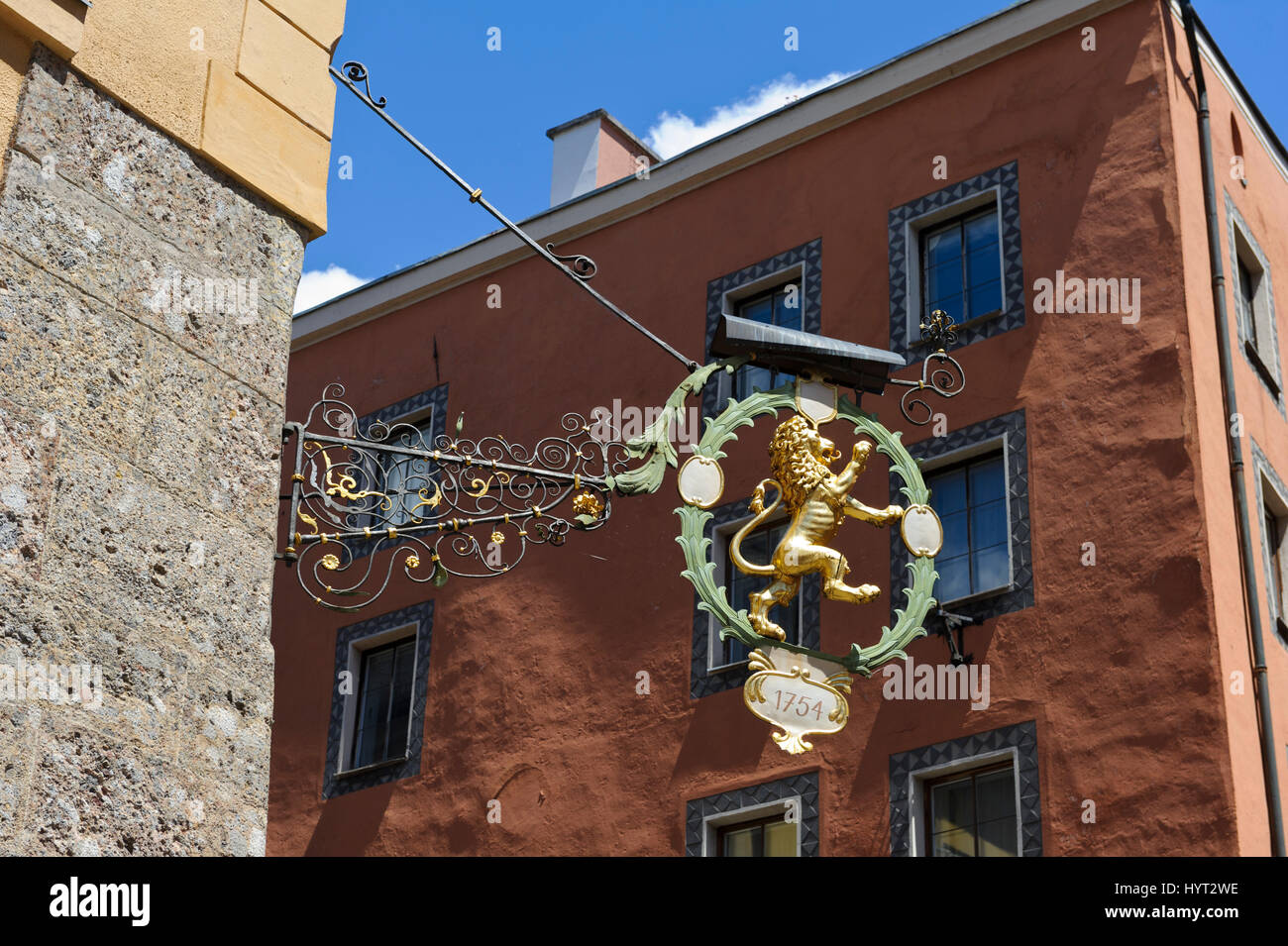 Lion Building Sign Lion banner innsbruck hi-res stock photography and images - Alamy