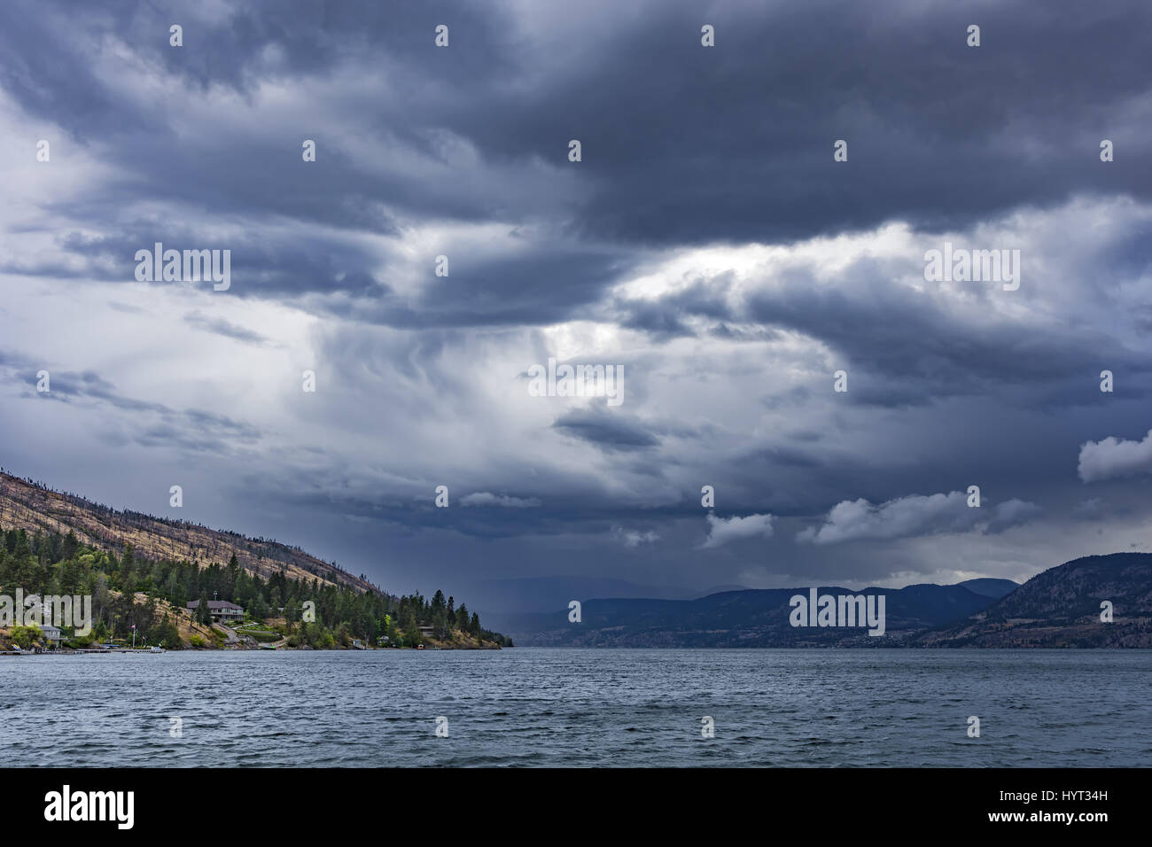Okanagan Lake near Kelowna British Columbia Canada on a stormy day Stock Photo