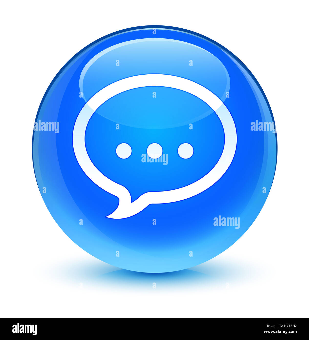 Talk icon isolated on glassy cyan blue round button abstract ...