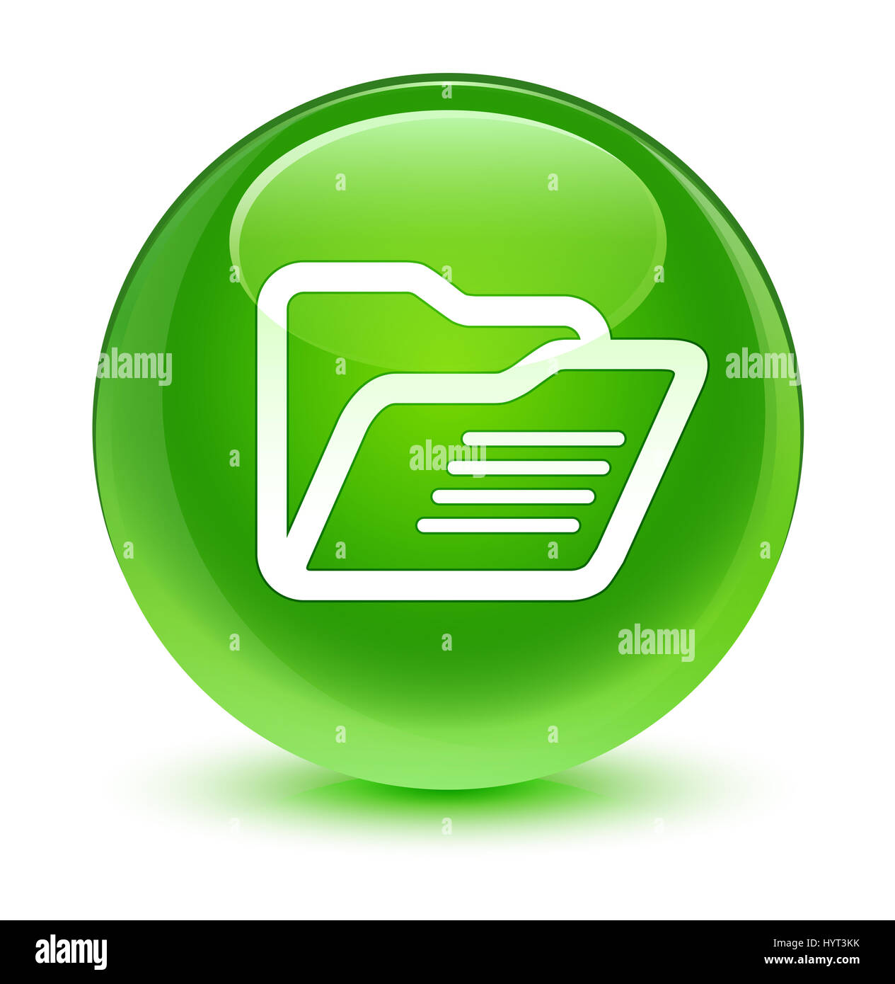 Folder icon isolated on glassy green round button abstract illustration ...