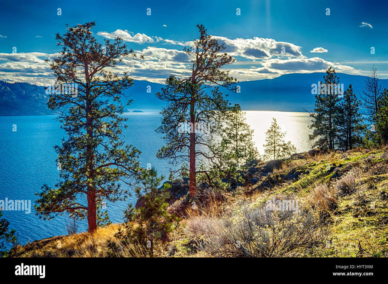 View of Okanagan Lake Peachland British Columbia Canada near Kelowna Stock Photo