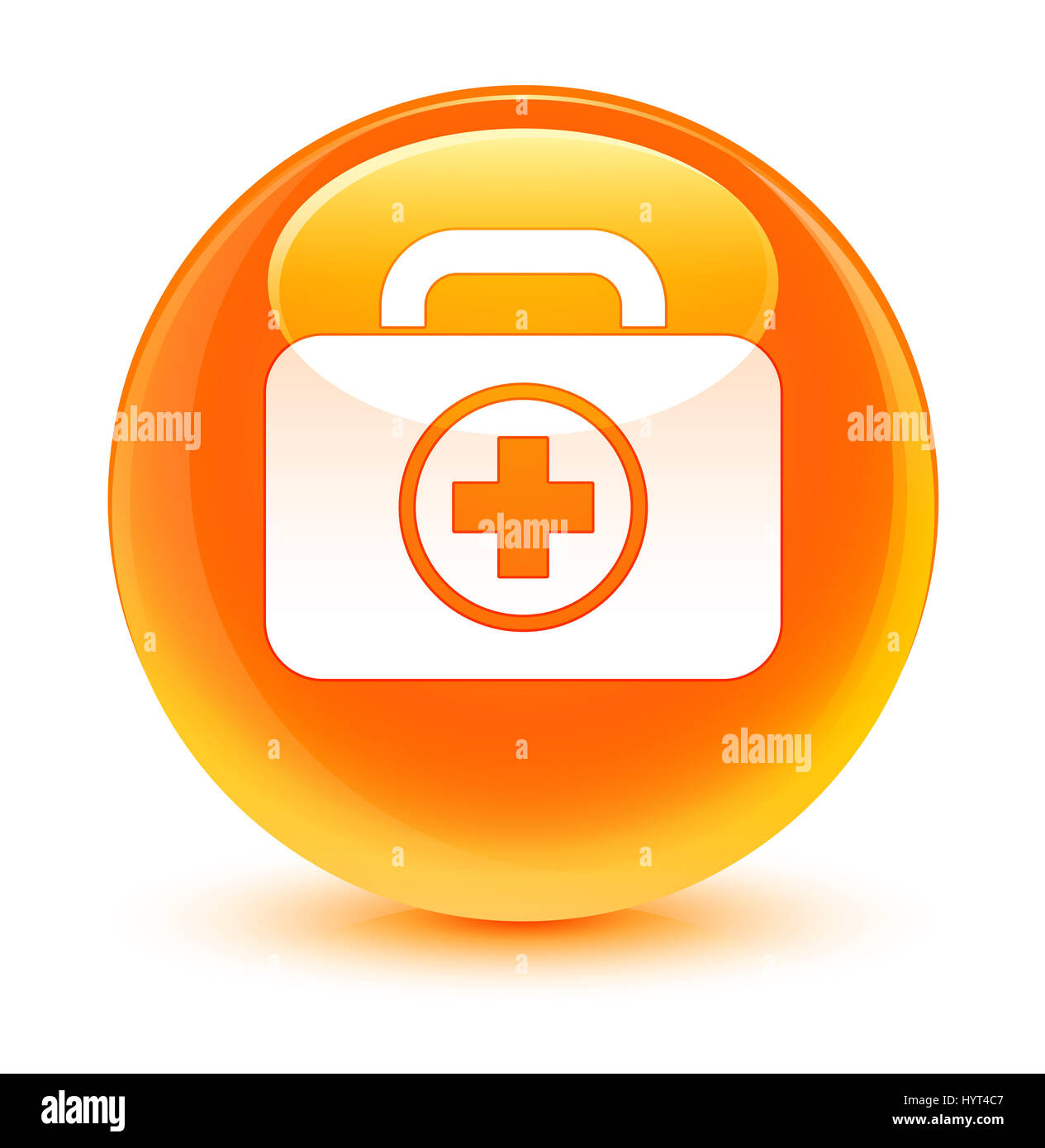 First aid kit icon isolated on glassy orange round button abstract ...