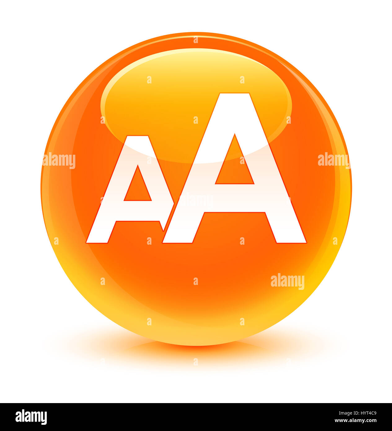 Font size icon isolated on glassy orange round button abstract ...