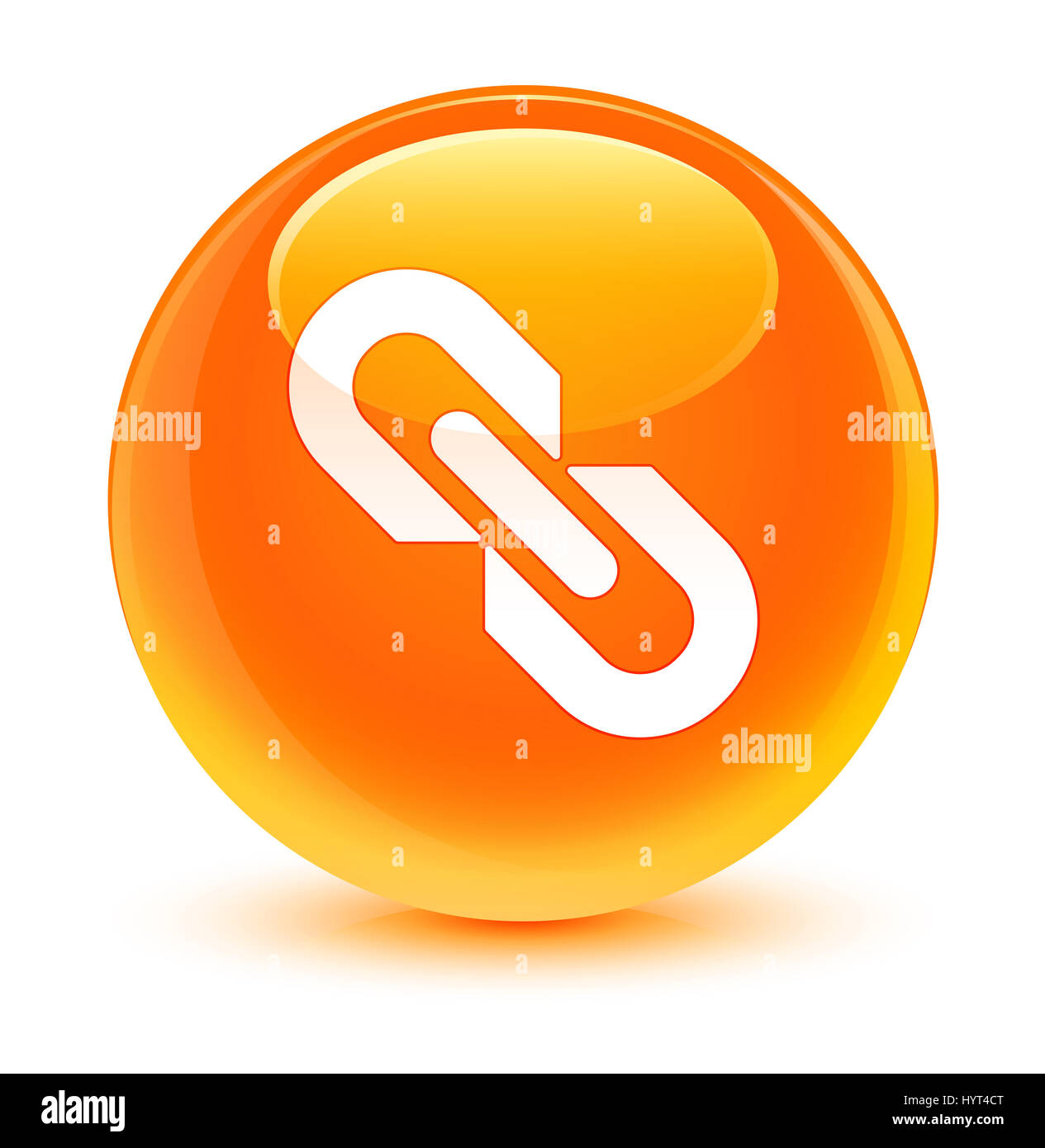 Link icon isolated on glassy orange round button abstract illustration ...