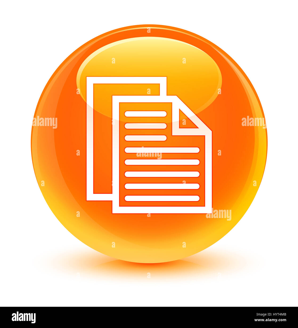 Document pages icon isolated on glassy orange round button abstract ...