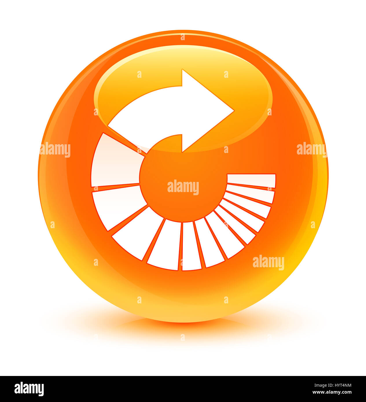 Rotate arrow icon isolated on glassy orange round button abstract ...