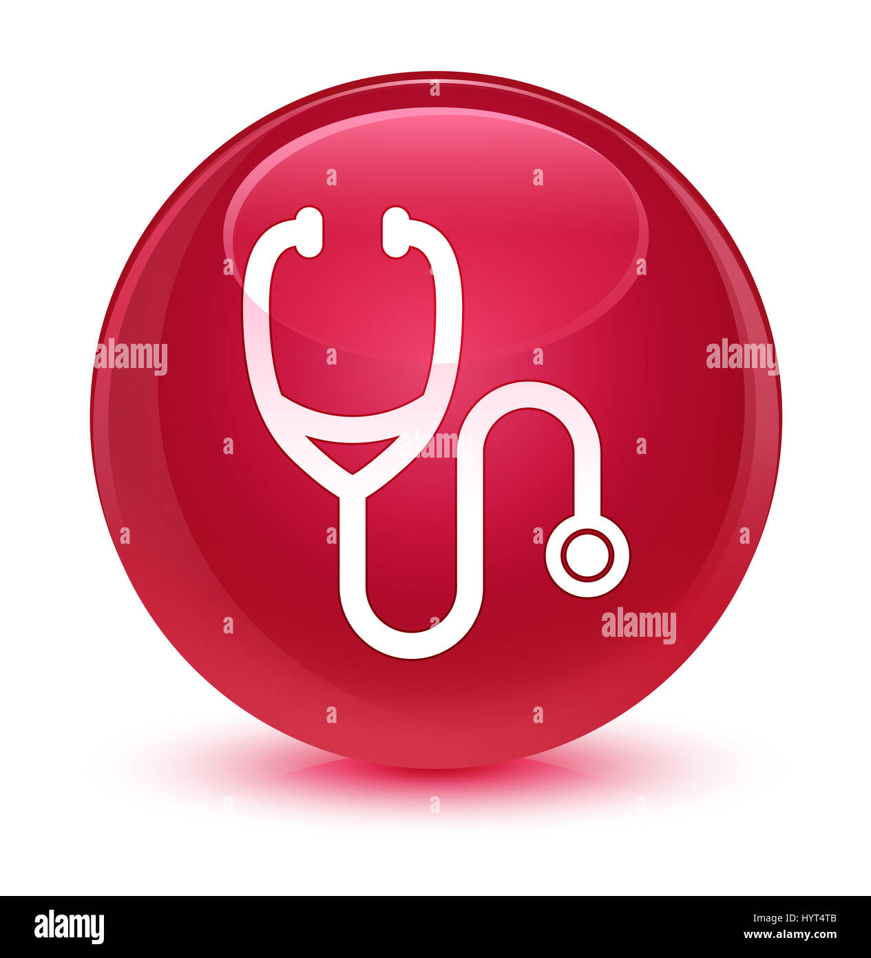 Stethoscope icon isolated on glassy pink round button abstract ...