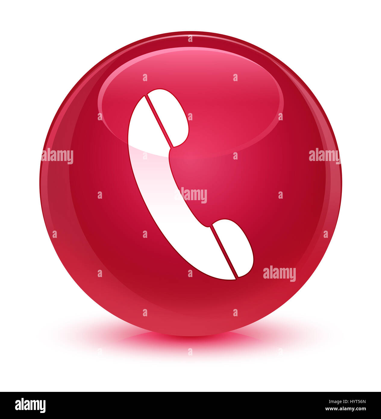 Phone icon isolated on glassy pink round button abstract illustration ...