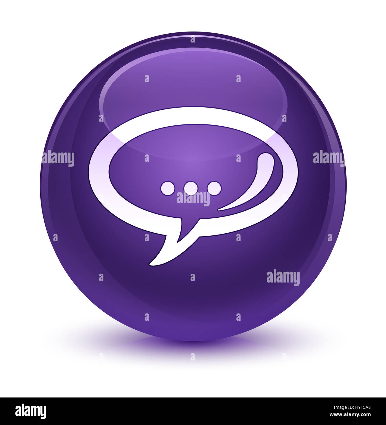 Chat icon isolated on glassy purple round button abstract illustration ...